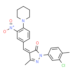 ChemSpider 2D Image | (4Z)-2-(3-Chloro-4-methylphenyl)-5-methyl-4-[3-nitro-4-(1-piperidinyl)benzylidene]-2,4-dihydro-3H-pyrazol-3-one | C23H23ClN4O3