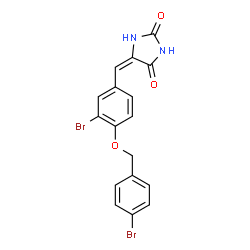ChemSpider 2D Image | (5E)-5-{3-Bromo-4-[(4-bromobenzyl)oxy]benzylidene}-2,4-imidazolidinedione | C17H12Br2N2O3