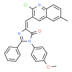 ChemSpider 2D Image | (5E)-5-[(2-Chloro-6-methyl-3-quinolinyl)methylene]-3-(4-methoxyphenyl)-2-phenyl-3,5-dihydro-4H-imidazol-4-one | C27H20ClN3O2