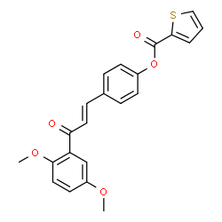 ChemSpider 2D Image | 4-[(1E)-3-(2,5-Dimethoxyphenyl)-3-oxo-1-propen-1-yl]phenyl 2-thiophenecarboxylate | C22H18O5S