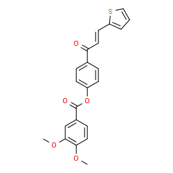 ChemSpider 2D Image | 4-[(2E)-3-(2-Thienyl)-2-propenoyl]phenyl 3,4-dimethoxybenzoate | C22H18O5S