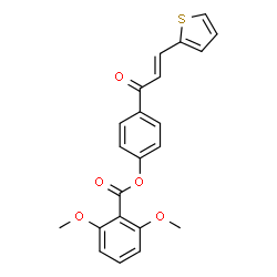 ChemSpider 2D Image | 4-[(2E)-3-(2-Thienyl)-2-propenoyl]phenyl 2,6-dimethoxybenzoate | C22H18O5S
