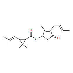 ChemSpider 2D Image | 3-(But-2-enyl)-2-methyl-4-oxocyclopent-2-enyl 2,2-dimethyl-3-(2-methylprop-1-enyl)cyclopropanecarboxylate | C20H28O3