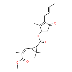 ChemSpider 2D Image | 3-[(2E)-2-Buten-1-yl]-2-methyl-4-oxo-2-cyclopenten-1-yl 3-[(1Z)-3-methoxy-2-methyl-3-oxo-1-propen-1-yl]-2,2-dimethylcyclopropanecarboxylate | C21H28O5
