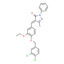 ChemSpider 2D Image | (4E)-4-{4-[(3,4-Dichlorobenzyl)oxy]-3-ethoxybenzylidene}-5-methyl-2-phenyl-2,4-dihydro-3H-pyrazol-3-one | C26H22Cl2N2O3