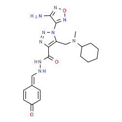 ChemSpider 2D Image | 1-(4-Amino-1,2,5-oxadiazol-3-yl)-5-{[cyclohexyl(methyl)amino]methyl}-N'-[(4-oxo-2,5-cyclohexadien-1-ylidene)methyl]-1H-1,2,3-triazole-4-carbohydrazide | C20H25N9O3