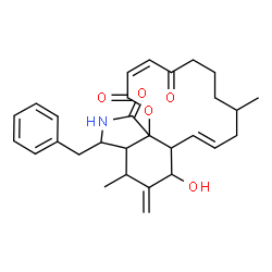 ChemSpider 2D Image | (3Z,11E)-16-Benzyl-13-hydroxy-9,15-dimethyl-14-methylene-6,7,8,9,10,12a,13,14,15,15a,16,17-dodecahydro-2H-oxacyclotetradecino[2,3-d]isoindole-2,5,18-trione | C29H35NO5
