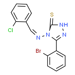 ChemSpider 2D Image | 5-(2-Bromophenyl)-4-[(Z)-(2-chlorobenzylidene)amino]-2,4-dihydro-3H-1,2,4-triazole-3-thione | C15H10BrClN4S