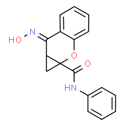 ChemSpider 2D Image | (7E)-7-(Hydroxyimino)-N-phenyl-7,7a-dihydrocyclopropa[b]chromene-1a(1H)-carboxamide | C17H14N2O3