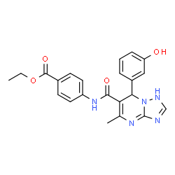 ChemSpider 2D Image | Ethyl 4-({[7-(3-hydroxyphenyl)-5-methyl-1,7-dihydro[1,2,4]triazolo[1,5-a]pyrimidin-6-yl]carbonyl}amino)benzoate | C22H21N5O4