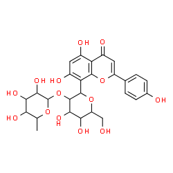 ChemSpider 2D Image | 1,5-Anhydro-2-O-(6-deoxyhexopyranosyl)-1-[5,7-dihydroxy-2-(4-hydroxyphenyl)-4-oxo-4H-chromen-8-yl]hexitol | C27H30O14
