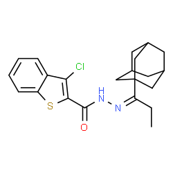 ChemSpider 2D Image | N'-[(1Z)-1-(Adamantan-1-yl)propylidene]-3-chloro-1-benzothiophene-2-carbohydrazide | C22H25ClN2OS