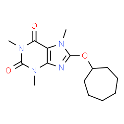 ChemSpider 2D Image | 8-(Cycloheptyloxy)-1,3,7-trimethyl-3,7-dihydro-1H-purine-2,6-dione | C15H22N4O3