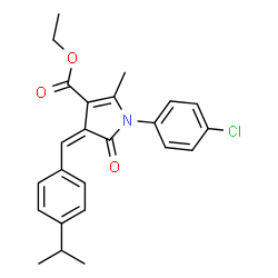 ChemSpider 2D Image | Ethyl (4Z)-1-(4-chlorophenyl)-4-(4-isopropylbenzylidene)-2-methyl-5-oxo-4,5-dihydro-1H-pyrrole-3-carboxylate | C24H24ClNO3
