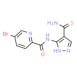 ChemSpider 2D Image | 5-Bromo-N-(4-carbamothioyl-1H-pyrazol-5-yl)-2-pyridinecarboxamide | C10H8BrN5OS