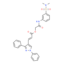 ChemSpider 2D Image | 2-{[3-(Dimethylsulfamoyl)phenyl]amino}-2-oxoethyl (2E)-3-(1,3-diphenyl-1H-pyrazol-4-yl)acrylate | C28H26N4O5S