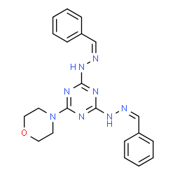 ChemSpider 2D Image | 2,4-Bis[(2Z)-2-benzylidenehydrazino]-6-(4-morpholinyl)-1,3,5-triazine | C21H22N8O