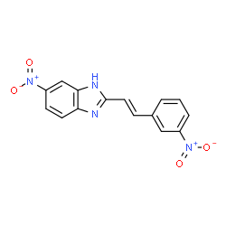 ChemSpider 2D Image | 6-Nitro-2-[(E)-2-(3-nitrophenyl)vinyl]-1H-benzimidazole | C15H10N4O4