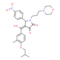 ChemSpider 2D Image | (4E)-4-[Hydroxy(4-isobutoxy-3-methylphenyl)methylene]-1-[3-(4-morpholinyl)propyl]-5-(4-nitrophenyl)-2,3-pyrrolidinedione | C29H35N3O7