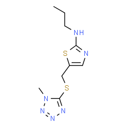 ChemSpider 2D Image | 5-{[(1-Methyl-1H-tetrazol-5-yl)sulfanyl]methyl}-N-propyl-1,3-thiazol-2-amine | C9H14N6S2