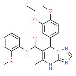 ChemSpider 2D Image | 7-(3-Ethoxy-4-methoxyphenyl)-N-(2-methoxyphenyl)-5-methyl-1,7-dihydro[1,2,4]triazolo[1,5-a]pyrimidine-6-carboxamide | C23H25N5O4