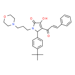 ChemSpider 2D Image | 5-(4-tert-Butylphenyl)-3-hydroxy-1-[3-(morpholin-4-yl)propyl]-4-[(2E)-3-phenylprop-2-enoyl]-1,5-dihydro-2H-pyrrol-2-one | C30H36N2O4