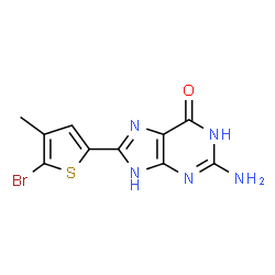 ChemSpider 2D Image | 2-Amino-8-(5-bromo-4-methyl-2-thienyl)-1,9-dihydro-6H-purin-6-one | C10H8BrN5OS