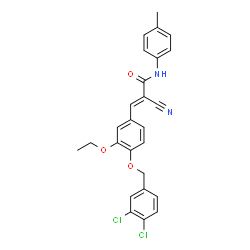 ChemSpider 2D Image | (2E)-2-Cyano-3-{4-[(3,4-dichlorobenzyl)oxy]-3-ethoxyphenyl}-N-(4-methylphenyl)acrylamide | C26H22Cl2N2O3