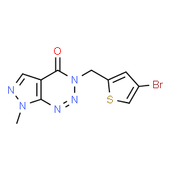 ChemSpider 2D Image | 3-[(4-Bromo-2-thienyl)methyl]-7-methyl-3,7-dihydro-4H-pyrazolo[3,4-d][1,2,3]triazin-4-one | C10H8BrN5OS
