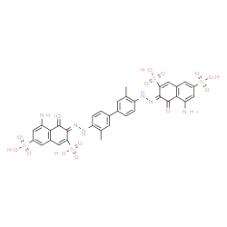 ChemSpider 2D Image | (3Z,3'Z)-3,3'-[(3,3'-Dimethyl-4,4'-biphenyldiyl)di(1Z)-2-hydrazinyl-1-ylidene]bis(5-amino-4-oxo-3,4-dihydro-2,7-naphthalenedisulfonic acid) | C34H28N6O14S4