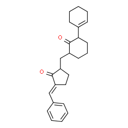 ChemSpider 2D Image | 3-{[(3E)-3-Benzylidene-2-oxocyclopentyl]methyl}-1,1'-bi(cyclohexan)-1'-en-2-one | C25H30O2