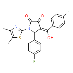 ChemSpider 2D Image | (4E)-1-(4,5-Dimethyl-1,3-thiazol-2-yl)-5-(4-fluorophenyl)-4-[(4-fluorophenyl)(hydroxy)methylene]-2,3-pyrrolidinedione | C22H16F2N2O3S