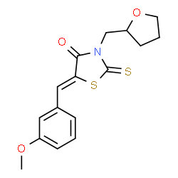ChemSpider 2D Image | (5Z)-5-(3-Methoxybenzylidene)-3-(tetrahydro-2-furanylmethyl)-2-thioxo-1,3-thiazolidin-4-one | C16H17NO3S2