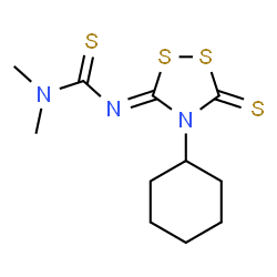ChemSpider 2D Image | N'-(4-Cyclohexyl-5-thioxo-1,2,4-dithiazolidin-3-ylidene)-N,N-dimethylthiourea | C11H17N3S4