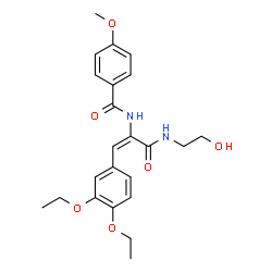 ChemSpider 2D Image | N-{(1E)-1-(3,4-Diethoxyphenyl)-3-[(2-hydroxyethyl)amino]-3-oxo-1-propen-2-yl}-4-methoxybenzamide | C23H28N2O6