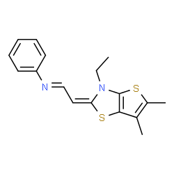 ChemSpider 2D Image | (1E,2E)-2-(3-Ethyl-5,6-dimethylthieno[2,3-d][1,3]thiazol-2(3H)-ylidene)-N-phenylethanimine | C17H18N2S2