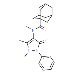 ChemSpider 2D Image | Adamantane-1-carboxamide, N-methyl-N-(2,3-dimethyl-5-oxo-1-phenyl-3-pyrazolin-4-yl)- | C23H29N3O2