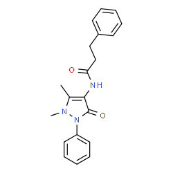 ChemSpider 2D Image | N-(1,5-Dimethyl-3-oxo-2-phenyl-2,3-dihydro-1H-pyrazol-4-yl)-3-phenylpropanamide | C20H21N3O2