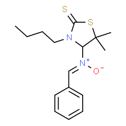 ChemSpider 2D Image | 4-[(Z)-Benzylidene(oxido)-lambda~5~-azanyl]-3-butyl-5,5-dimethyl-1,3-thiazolidine-2-thione | C16H22N2OS2