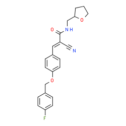 ChemSpider 2D Image | (2E)-2-Cyano-3-{4-[(4-fluorobenzyl)oxy]phenyl}-N-(tetrahydro-2-furanylmethyl)acrylamide | C22H21FN2O3