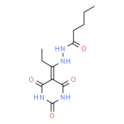 ChemSpider 2D Image | N'-[1-(2,4,6-Trioxotetrahydro-5(2H)-pyrimidinylidene)propyl]pentanehydrazide | C12H18N4O4