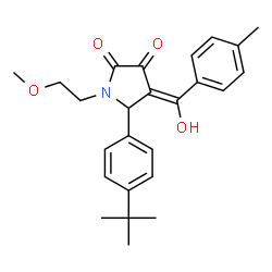 ChemSpider 2D Image | (4E)-4-[Hydroxy(4-methylphenyl)methylene]-1-(2-methoxyethyl)-5-[4-(2-methyl-2-propanyl)phenyl]-2,3-pyrrolidinedione | C25H29NO4
