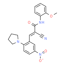 ChemSpider 2D Image | (2E)-2-Cyano-N-(2-methoxyphenyl)-3-[5-nitro-2-(1-pyrrolidinyl)phenyl]acrylamide | C21H20N4O4