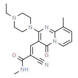 ChemSpider 2D Image | (2E)-2-Cyano-3-[2-(4-ethyl-1-piperazinyl)-9-methyl-4-oxo-4H-pyrido[1,2-a]pyrimidin-3-yl]-N-methylacrylamide | C20H24N6O2