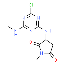 ChemSpider 2D Image | 3-{[4-Chloro-6-(methylamino)-1,3,5-triazin-2-yl]amino}-1-methyl-2,5-pyrrolidinedione | C9H11ClN6O2