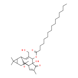 ChemSpider 2D Image | 5-Hydroxy-7-(hydroxymethyl)-3,11,11,14-tetramethyl-4,15-dioxotetracyclo[7.5.1.0~1,5~.0~10,12~]pentadeca-2,7-dien-6-yl palmitate | C36H56O6