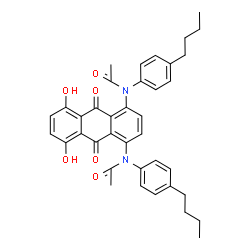 ChemSpider 2D Image | N,N'-(5,8-Dihydroxy-9,10-dioxo-9,10-dihydroanthracene-1,4-diyl)bis[N-(4-butylphenyl)acetamide] | C38H38N2O6