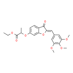 ChemSpider 2D Image | Ethyl 2-{[(2Z)-3-oxo-2-(3,4,5-trimethoxybenzylidene)-2,3-dihydro-1-benzofuran-6-yl]oxy}propanoate | C23H24O8