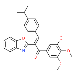 ChemSpider 2D Image | (2E)-2-(1,3-Benzoxazol-2-yl)-3-(4-isopropylphenyl)-1-(3,4,5-trimethoxyphenyl)-2-propen-1-one | C28H27NO5