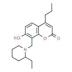 ChemSpider 2D Image | 8-[(2-Ethyl-1-piperidinyl)methyl]-7-hydroxy-4-propyl-2H-chromen-2-one | C20H27NO3